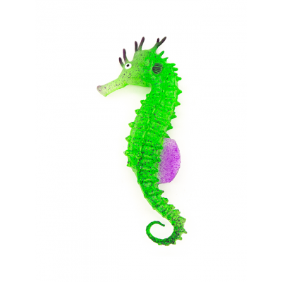 dm Décor d'aquarium en silicone Hippocampe Vert 1515G