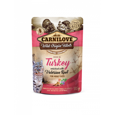 Pochon Carnilove Grain free Adulte Dinde & Valériane 85 g