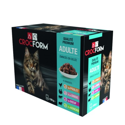 Emincés en sauce Viande 12x100g pour Chat - CROCFORM