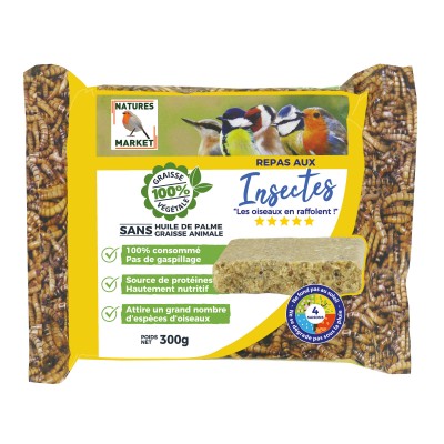 Repas pour Oiseaux aux Insectes 100% Graisse Végétale