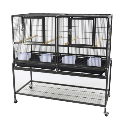 Cage Double Noire pour Oiseaux